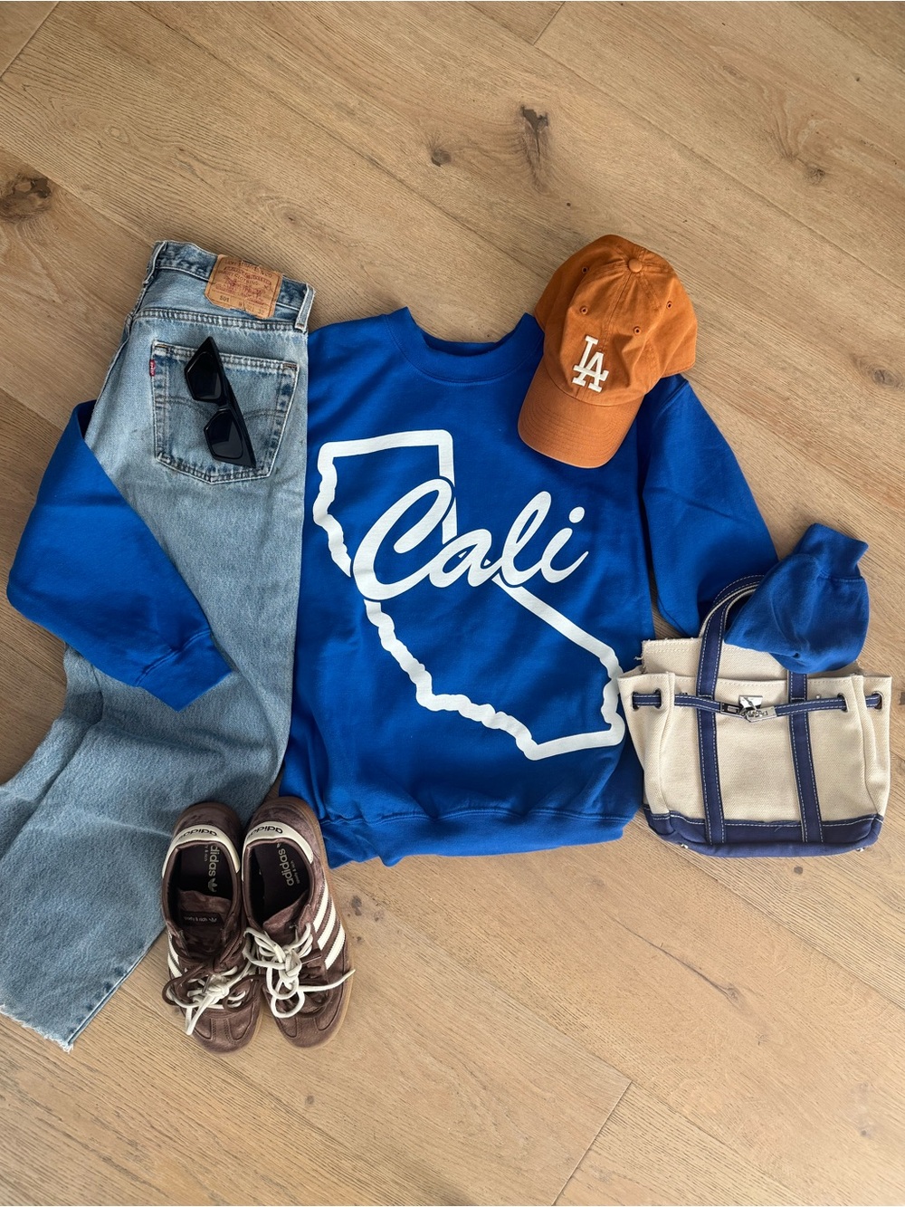 Vintage Cali Graphic Crewneck Sweater - Royal Blue - Made in USA